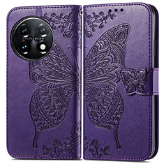 Leather Case Stands Butterfly Flip Cover Holder for OnePlus 11 5G Purple