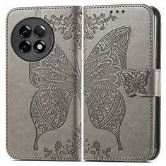 Leather Case Stands Butterfly Flip Cover Holder for OnePlus 11R 5G Gray