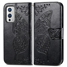 Leather Case Stands Butterfly Flip Cover Holder for OnePlus 9 5G Black