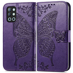 Leather Case Stands Butterfly Flip Cover Holder for OnePlus 9R 5G Purple