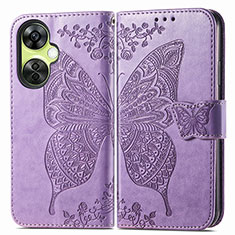 Leather Case Stands Butterfly Flip Cover Holder for OnePlus Nord CE 3 5G Clove Purple