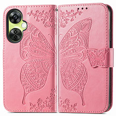 Leather Case Stands Butterfly Flip Cover Holder for OnePlus Nord CE 3 5G Hot Pink