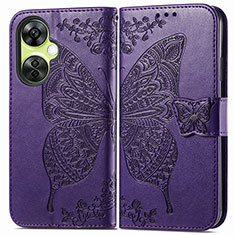 Leather Case Stands Butterfly Flip Cover Holder for OnePlus Nord N30 5G Purple