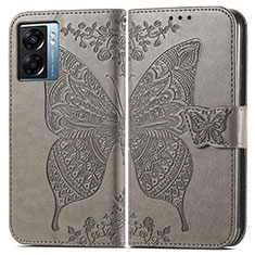 Leather Case Stands Butterfly Flip Cover Holder for OnePlus Nord N300 5G Gray