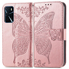 Leather Case Stands Butterfly Flip Cover Holder for Oppo A16 Pink