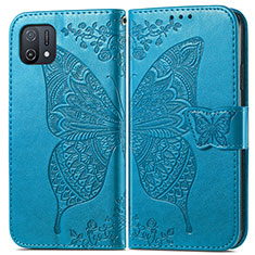 Leather Case Stands Butterfly Flip Cover Holder for Oppo A16K Blue