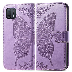 Leather Case Stands Butterfly Flip Cover Holder for Oppo A16K Clove Purple