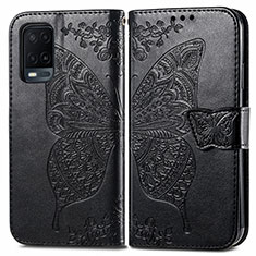 Leather Case Stands Butterfly Flip Cover Holder for Oppo A54 4G Black