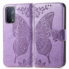 Leather Case Stands Butterfly Flip Cover Holder for Oppo A54 5G Clove Purple