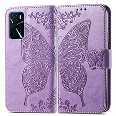 Leather Case Stands Butterfly Flip Cover Holder for Oppo A54s Clove Purple
