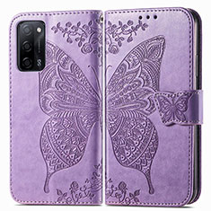 Leather Case Stands Butterfly Flip Cover Holder for Oppo A55 5G Clove Purple