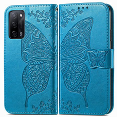 Leather Case Stands Butterfly Flip Cover Holder for Oppo A56 5G Blue