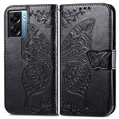 Leather Case Stands Butterfly Flip Cover Holder for Oppo A57 5G Black