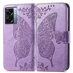 Leather Case Stands Butterfly Flip Cover Holder for Oppo A57 5G Clove Purple