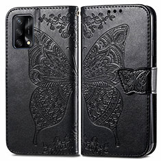Leather Case Stands Butterfly Flip Cover Holder for Oppo A74 4G Black
