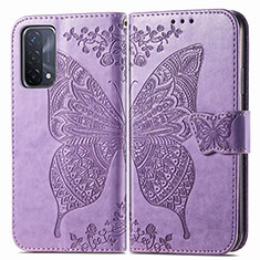 Leather Case Stands Butterfly Flip Cover Holder for Oppo A74 5G Clove Purple