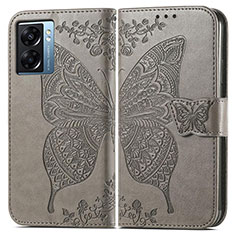 Leather Case Stands Butterfly Flip Cover Holder for Oppo A77 5G Gray