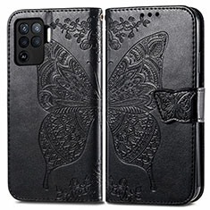 Leather Case Stands Butterfly Flip Cover Holder for Oppo A94 4G Black