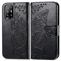 Leather Case Stands Butterfly Flip Cover Holder for Oppo A94 5G Black