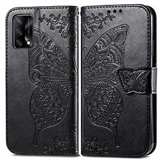 Leather Case Stands Butterfly Flip Cover Holder for Oppo A95 4G Black