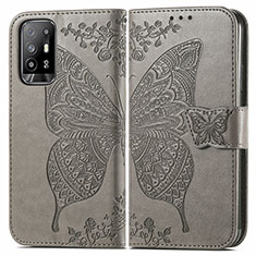 Leather Case Stands Butterfly Flip Cover Holder for Oppo F19 Pro+ Plus 5G Gray