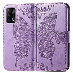 Leather Case Stands Butterfly Flip Cover Holder for Oppo F19s Clove Purple