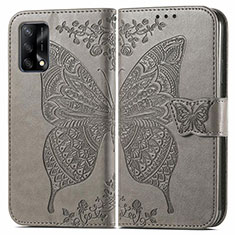 Leather Case Stands Butterfly Flip Cover Holder for Oppo F19s Gray