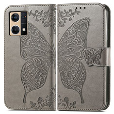 Leather Case Stands Butterfly Flip Cover Holder for Oppo F21 Pro 4G Gray