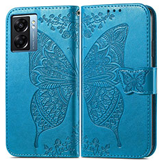 Leather Case Stands Butterfly Flip Cover Holder for Oppo K10 5G India Blue