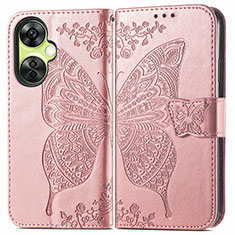 Leather Case Stands Butterfly Flip Cover Holder for Oppo K11x 5G Rose Gold