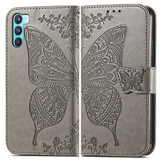 Leather Case Stands Butterfly Flip Cover Holder for Oppo K9 Pro 5G Gray