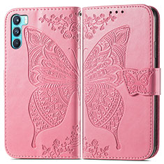 Leather Case Stands Butterfly Flip Cover Holder for Oppo K9 Pro 5G Hot Pink