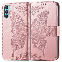 Leather Case Stands Butterfly Flip Cover Holder for Oppo K9 Pro 5G Pink