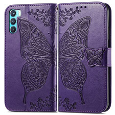 Leather Case Stands Butterfly Flip Cover Holder for Oppo K9 Pro 5G Purple