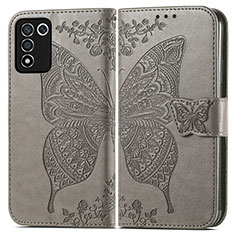 Leather Case Stands Butterfly Flip Cover Holder for Oppo K9S 5G Gray