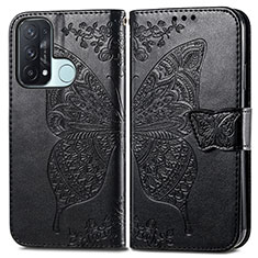 Leather Case Stands Butterfly Flip Cover Holder for Oppo Reno5 A Black