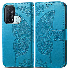 Leather Case Stands Butterfly Flip Cover Holder for Oppo Reno5 A Blue