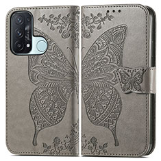 Leather Case Stands Butterfly Flip Cover Holder for Oppo Reno5 A Gray