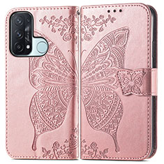 Leather Case Stands Butterfly Flip Cover Holder for Oppo Reno5 A Pink