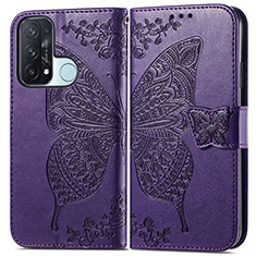 Leather Case Stands Butterfly Flip Cover Holder for Oppo Reno5 A Purple