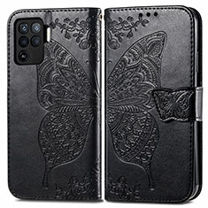 Leather Case Stands Butterfly Flip Cover Holder for Oppo Reno5 Lite Black
