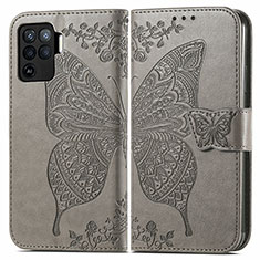 Leather Case Stands Butterfly Flip Cover Holder for Oppo Reno5 Lite Gray