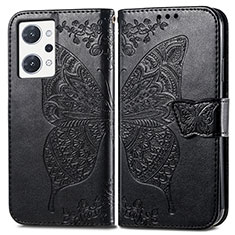 Leather Case Stands Butterfly Flip Cover Holder for Oppo Reno7 A Black