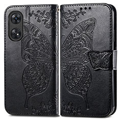 Leather Case Stands Butterfly Flip Cover Holder for Oppo Reno8 T 4G Black