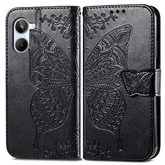 Leather Case Stands Butterfly Flip Cover Holder for Realme 10 Pro 5G Black