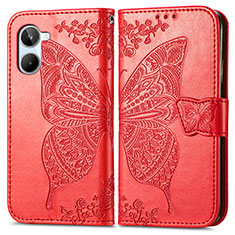 Leather Case Stands Butterfly Flip Cover Holder for Realme 10 Pro 5G Red