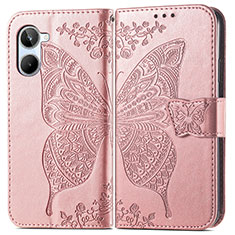 Leather Case Stands Butterfly Flip Cover Holder for Realme 10 Pro 5G Rose Gold