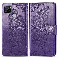 Leather Case Stands Butterfly Flip Cover Holder for Realme 7i RMX2193 Purple