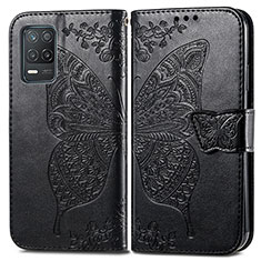 Leather Case Stands Butterfly Flip Cover Holder for Realme 8 5G Black