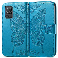 Leather Case Stands Butterfly Flip Cover Holder for Realme 8 5G Blue